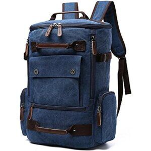 Retro Canvas Backpack Casual for Travel Blue